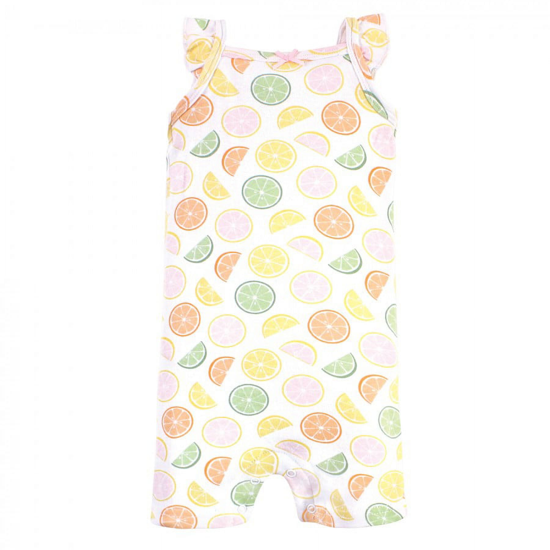 Hudson Baby Infant Girl Cotton Rompers, Citrus Orange, 3-6 Months