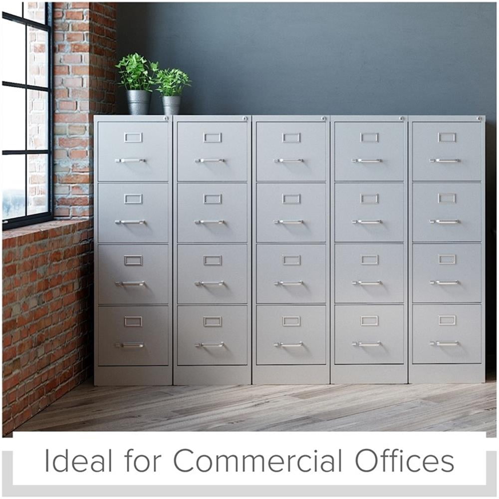Kingfisher Lane 25" 4-Drawer Metal Letter Width Vertical Filing Cabinet in Gray