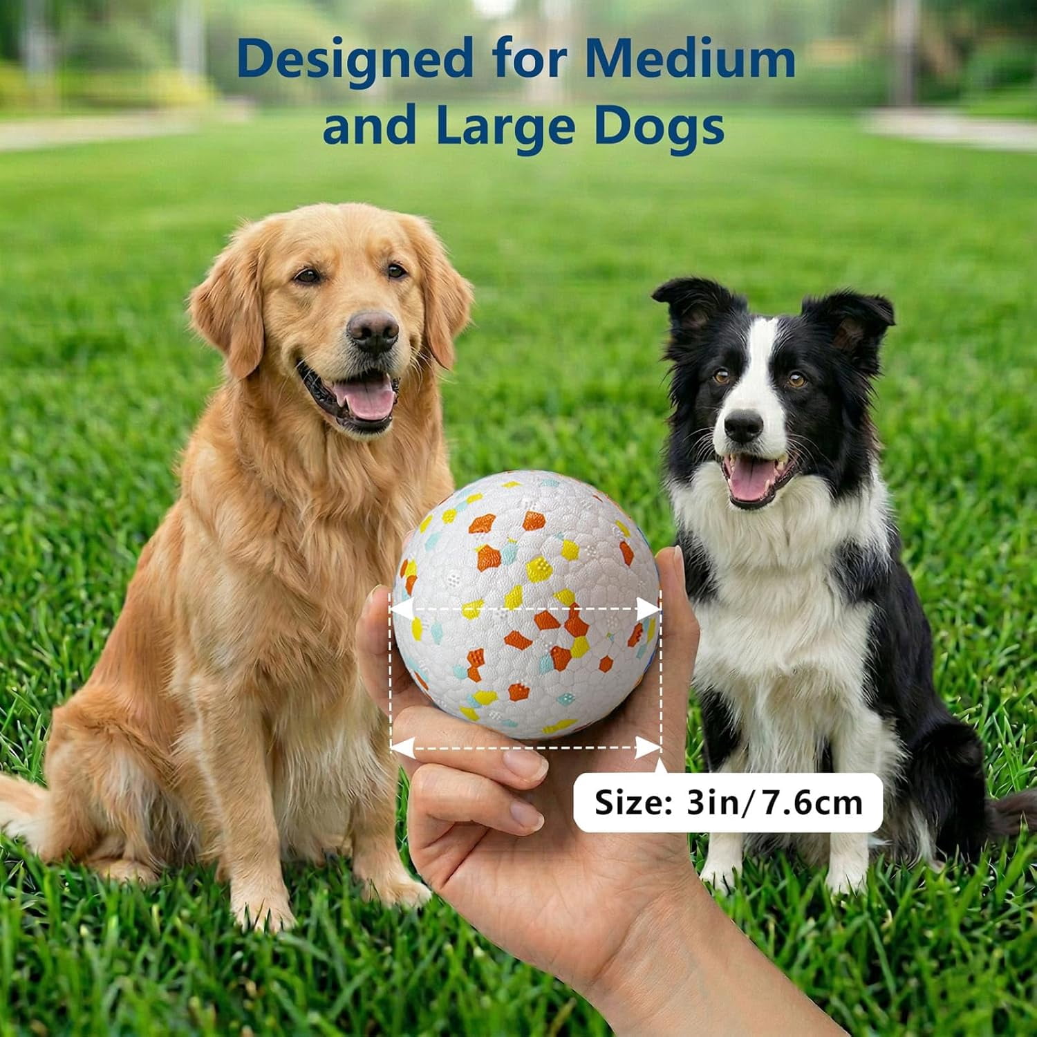 Dog Ball Toys Dog Tennis Ball for Aggressive Chewers Indestructible Bouncy Lightweight Water Toy Fetch Ball for Large Medium and Small Dog White & Orange (2-Pack),Medium (3" diameter)