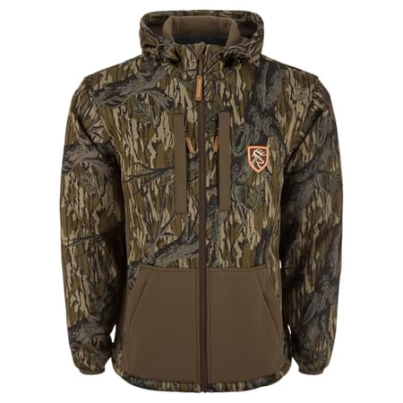 DRAKE Men s Non-Typical Endurance Warm Soft Fleece-Lined Silent Stretchy Mid-Weight Full-Zip Jacket Adjustable Hood & Waist Mossy Oak Original Treestand Large