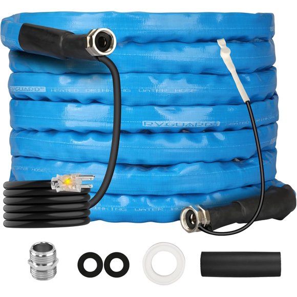 Heated Water Hose 50FT for RV, -20 ℉ Freeze Protection Heated Water Hose with Energy-Saving Thermostat, Lead and BPA Free for RV/Home/Garden