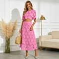 thumbnail image 4 of RFQWOVSR Women's Solid Color Embroidered Short Sleeve Crop Top Maxi Skirt 2 Piece Set French Style Casual Summer Dress Outfit S, 4 of 5