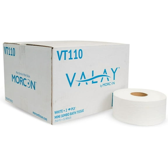 ZSWP Paper VT110 Morsoft Millennium Jumbo Bath Tissue, Septic Safe, 2-Ply, White, 750 ft, 12 Rolls/Carton