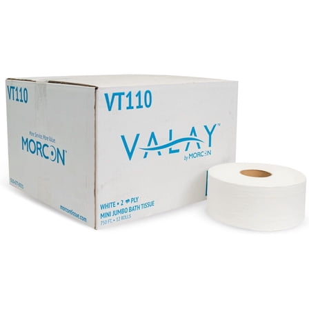 ZSWP Paper VT110 Morsoft Millennium Jumbo Bath Tissue, Septic Safe, 2-Ply, White, 750 ft, 12 Rolls/Carton