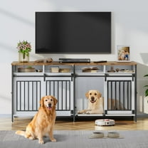 Biemlerfn 78.74'' Double Dog Crate Furniture with Removable Divider and 4 Compartments( White)