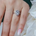 thumbnail image 4 of Sterling Silver 925 Rhodium Plated Micro Pave Tear Drop Halo Ring White Cubic Zirconia Female Size 5, 4 of 4