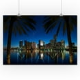 thumbnail image 2 of Miami, Florida, Palms and City at Night (16x24 Giclee Gallery Art Print, Vivid Textured Wall Decor), 2 of 3