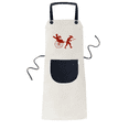 thumbnail image 1 of Tablier Motif Culture Jinrikisha en Coton Lin Ajustable avec Poche pour Cuisine Barbecue, 1 of 3