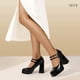 thumbnail image 3 of Zapatos IDIFU Mary Janes para mujer, tacón negro con plataforma, 10 cm, 3 of 6