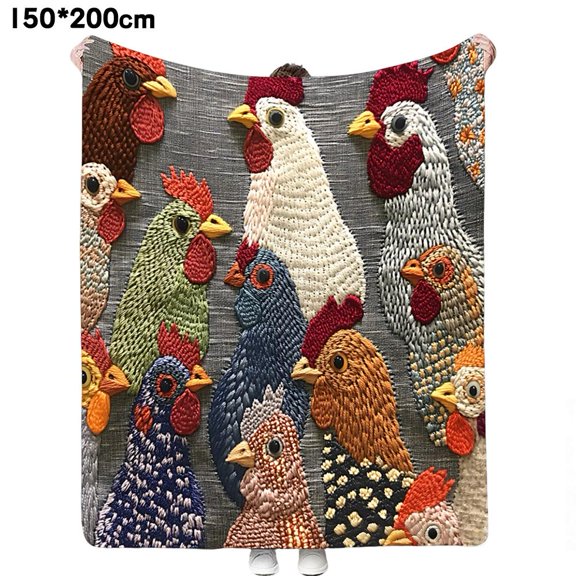 2026 New Fun Chicken Head Pattern Plush Blanket,Unique Chicken Head Patterns Farmhouse Printed Blankets,Soft Fuzzy Flannel Plush Throw Blanket for Couch,Chickens Decor Blankets for Chickens Lovers