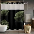 thumbnail image 5 of No Hook Shower Curtains with Snap-in Liner Set, Sage Green Rose Waterproof Hotel Bathroom Shower Curtain, Vintage Abstract Garden Flower Floral Black Mesh Top Window Bath Curtains 72''x78'', 5 of 9