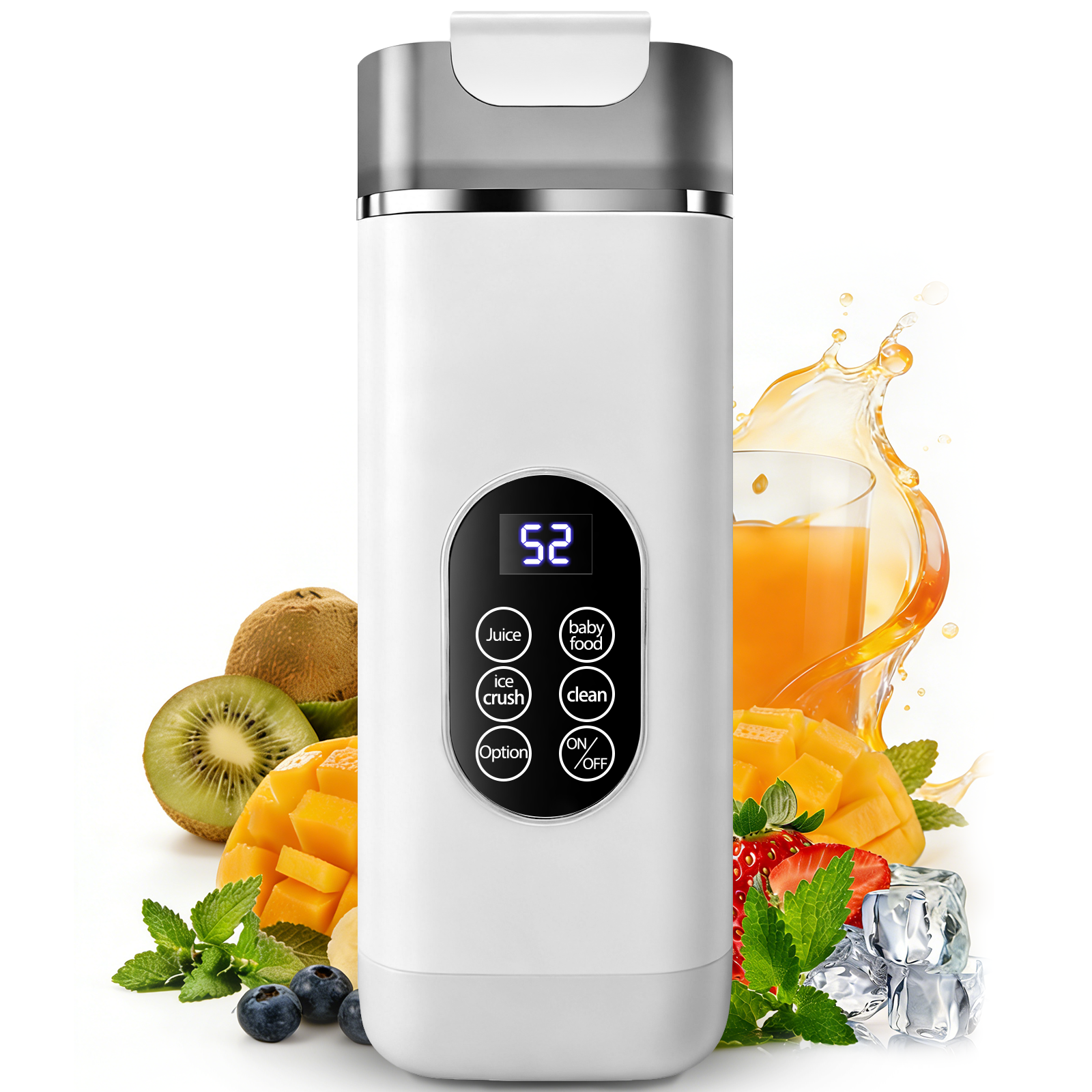 Portable Blender, Cordless, 14oz. Vessel, Personal Blender-for Shakes & Smoothies, BPA Free, Leakproof-Lid & Sip Spout, USB-C Rechargeable, Dishwasher Safe Parts, White