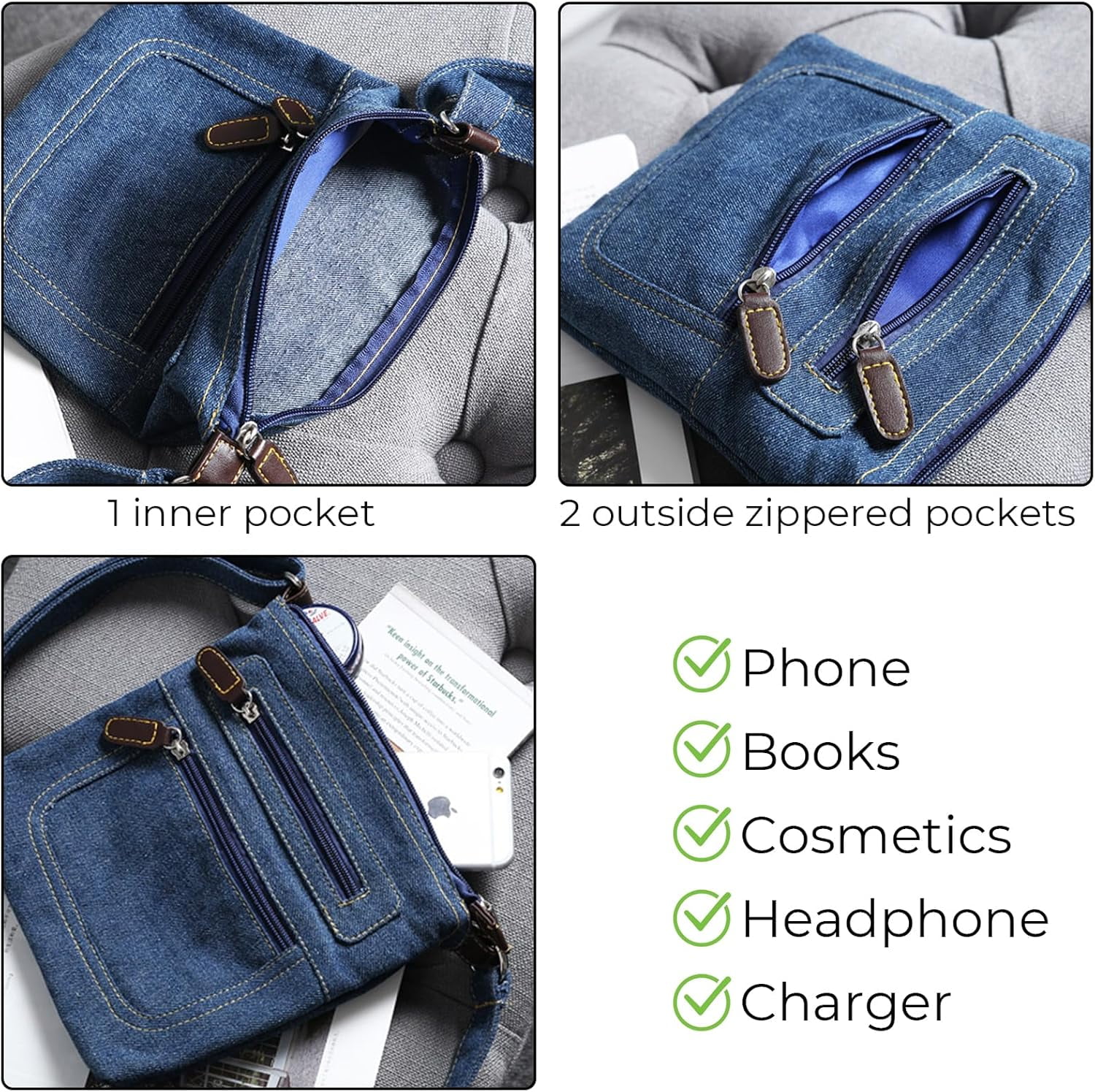 Crossbody Purses for Women Trendy Denim Small Cross Body Bag for Cell Phone Wallet