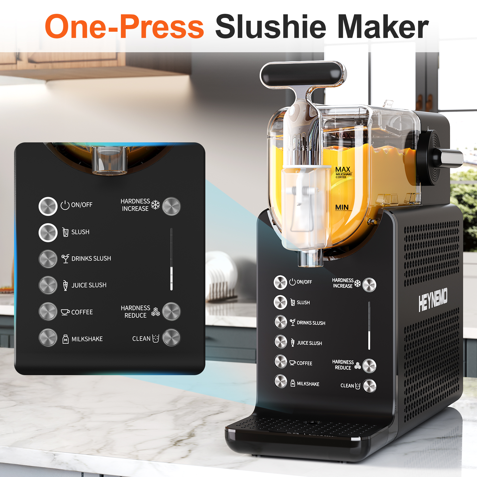 CozyHom Slushie Machine for Home: 68oz Single-Tank Frozen Drink Maker with Rapid Chill Technology, Self-Cleaning System & 5 Drink Modes, Keep Drinks Cold up to 12 Hours, ETL Certified, Black