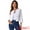 White, variant on Unique Bargains Women's Denim Crop Round Neck Button Down Frayed Jean Fashion Jacket XS Light Blue