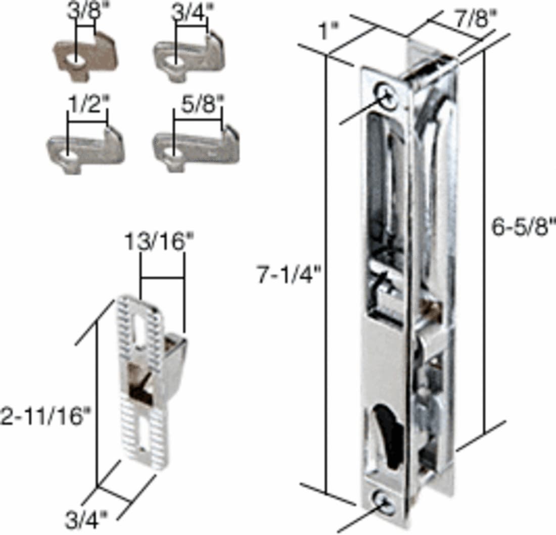CRL Chrome Flush Mount Handle Set 65/8" Screw Holes with 4 Hook Assortment