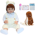 thumbnail image 1 of Muñeca Reborn Lucia 55cm | Vinilo Suave Full Body | Overol Beige | Kit Completo, 1 of 4