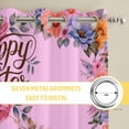 thumbnail image 6 of Happy Easter Bunny Kitchen Curtains Window Panels, Eggs Spring Flowers Pastoral Plants Pink Insulated Window Treatment Curtain, Grommet Curtains for Bedroom/Living Room/Bathroom, 2 Piece 52"Wx72"L, 6 of 8
