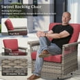 thumbnail image 4 of Lumiinofami 5 Piece Patio Furniture Set, Wicker Outdoor Patio Conversation Swivel Glider Rocker Chairs Set with Ottomans and Storage Side Table for Balcony Deck Garden, Red Cushions, 4 of 10