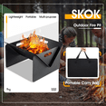 thumbnail image 4 of SKOK 18in BBQ Fire Pit for Outside 2 in 1 Portable Camping Fire Pit  with Detachable Tray Wood Burning Charcoal Grill with Carry Bag, 4 of 7