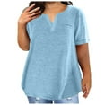 thumbnail image 1 of Fuwddey Plus Size Tops For Women Casual Tunic Tops V-Neck Basic Tee Loose Fit Blouse Summer Short Sleeve Pullover top, 1 of 5