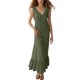 thumbnail image 1 of Vestido largo con cuello en V para mujer - Botones en la parte delantera, volantes - Sin mangas, corte A - Playa/fiesta - Tallas S-XXL, 1 of 4