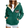 thumbnail image 5 of Cutuoiiu Women's Christmas Pattern Fleece Hoodie Soft Sherpa Lined Coat with Drawstring Hood and Full Zip Gifts, 5 of 5