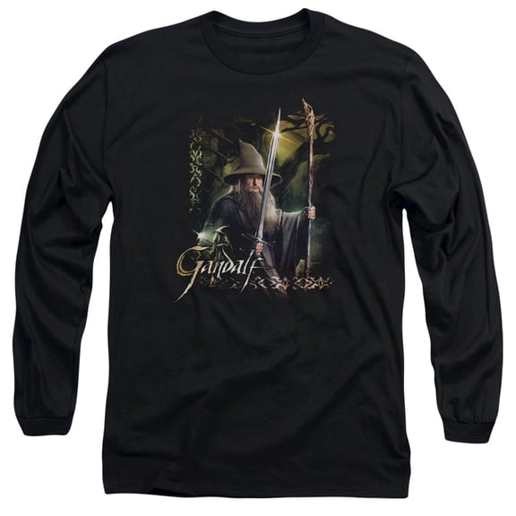 Hobbit Sword And Staff Long Sleeve Adult 18/1 T-Shirt Black