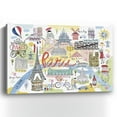 thumbnail image 2 of 36" Fun Illustrated Paris Map Canvas Wall Art, 2 of 5