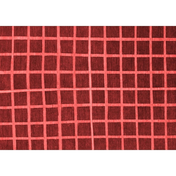 Ahgly Company Machine Washable Indoor Rectangle Checkered Red Modern Area Rugs, 5' x 7'
