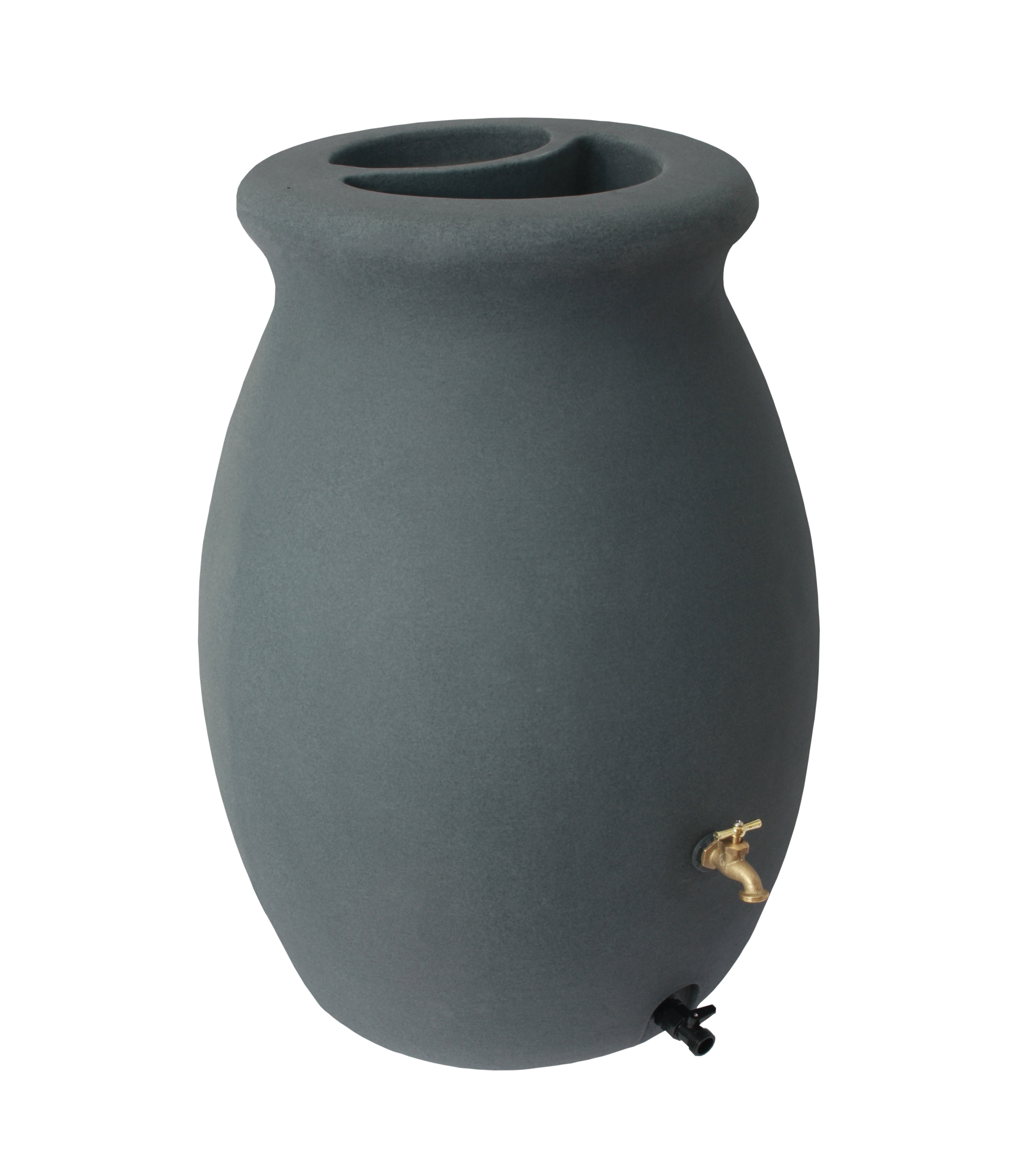 Algreen Flat Back Castilla Rain Barrel, 50 Gallon, Brownstone Resin
