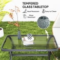 thumbnail image 3 of 37" Outdoor Patio Coffee Table with 1.4" Ripple Tempered Glass Top and Rust-Resistant Metal Frame, Black Rectangular Garden Table for Patio, Conservatory, and Backyard Spaces, 3 of 7