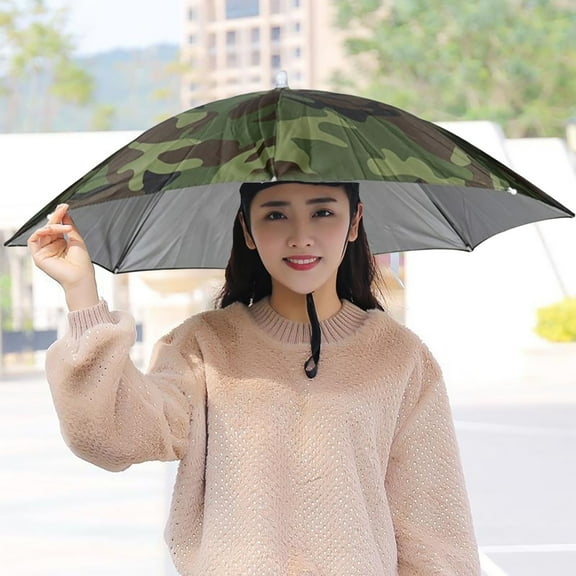 LHWEN Headband Umbrella Hands- Fishing Hat Camouflage Design 30CM Plastic Hat Umbrella for Outdoor Activities Camping Hiking Compact and Convenient Rain
