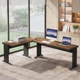 thumbnail image 3 of Tribesigns 83-In L-Shaped Executive Desk, Modern Reversible Office Computer Desk for Home Office (Brown), 3 of 7