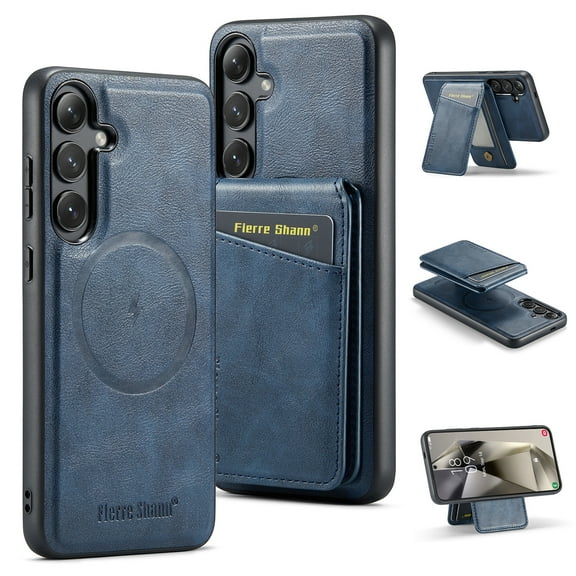 Allytechgroup Samsung Galaxy S25 Case, Detachable Wallet Case with Shockproof Bumper, Magnetic Back Cover MagSafe Compatibility Anti-Scratch 2 in 1 Phone Case for Galaxy S25, Blue