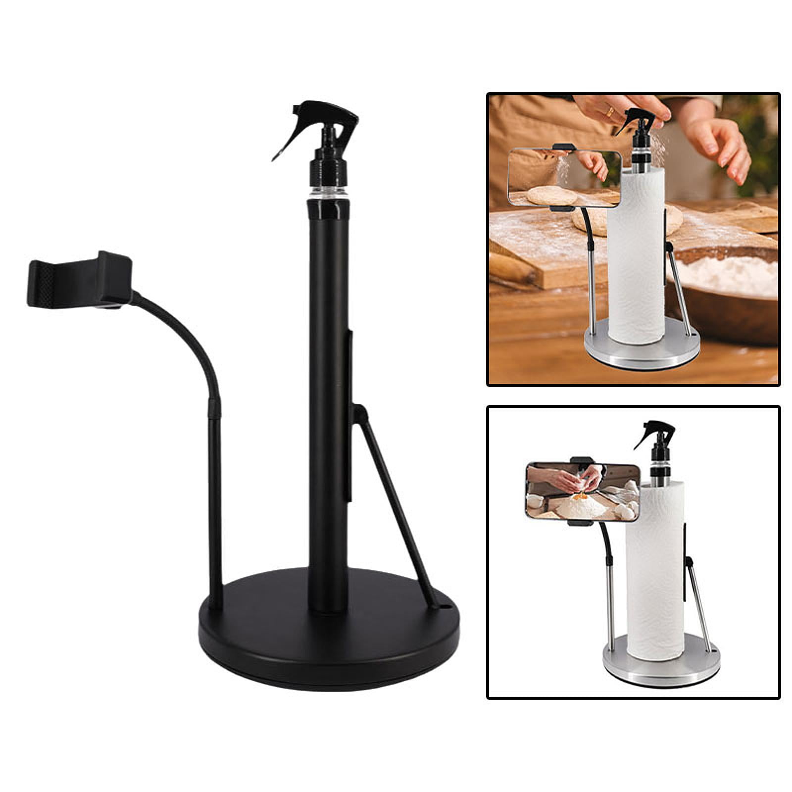 Fiocias 3 in 1 Paper Towel Holder Rustproof with Weighted Base Kitchen Towel Stand Paper Black