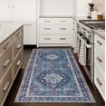 thumbnail image 3 of ReaLife Rugs Machine Washable Printed Vintage Distressed Medallion Blue Eco-friendly Recycled Fiber Area Runner Rug (2'6" x 8'), 3 of 8