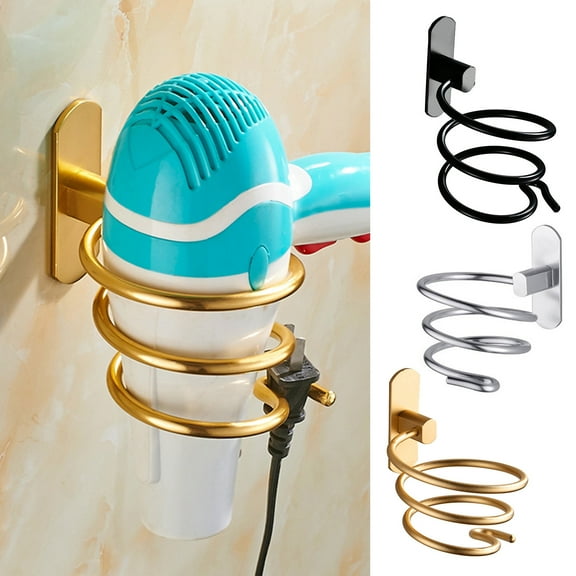 Wall-mounted Hair Dryer Stand Adhesive Great Load Bearing Anti-slip Stainless Punch-free Batchroom Hair Blower Holder Hair Dryer Organizer
