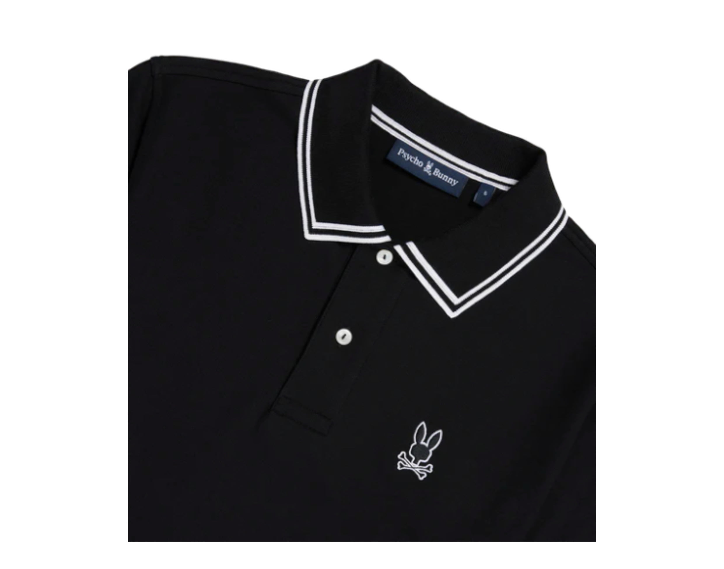 Psycho Bunny Men's Lambert Pique Polo Black/White B6K402Z1PC Psycho Bunny Men's Lambert Pique Polo Black/White B6K402Z1PC