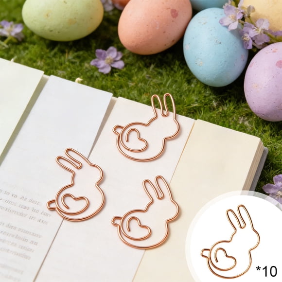 Linnome Mignon Lapin Pince à Papier de Forme Spéciale Pince Signet Colorée Plaquée Métal Or Rose 32x21 mm
