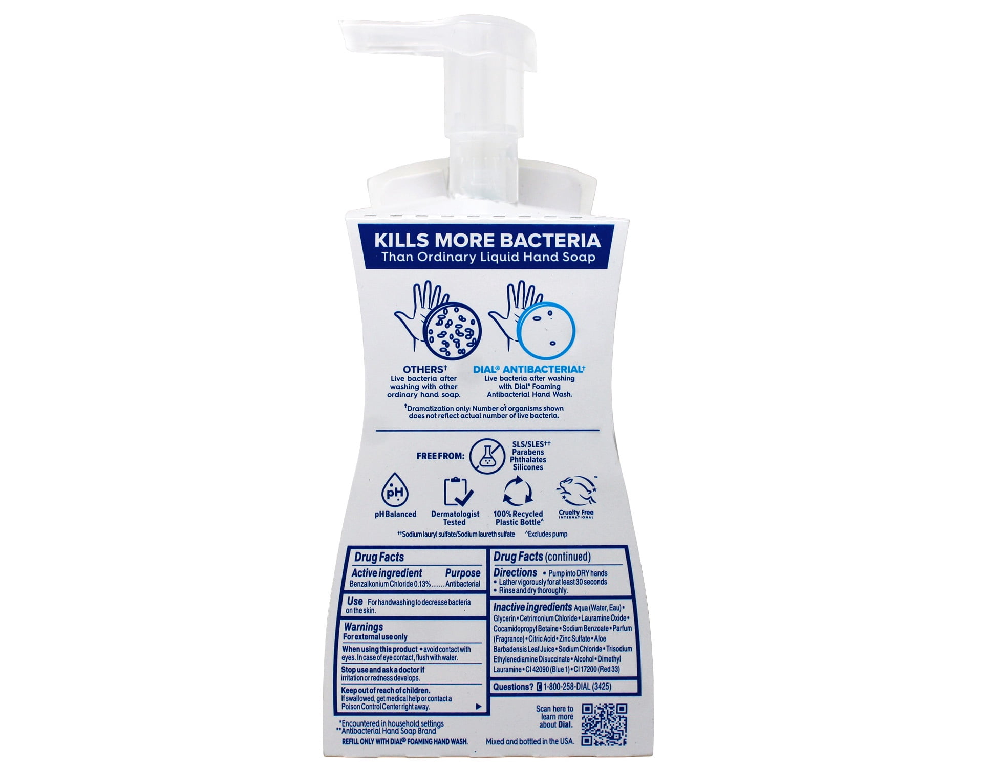 Dial Antibacterial Defense Foaming Hand Soap, Spring Water Scent, 7.5 fl oz Pack of 4