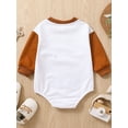 thumbnail image 3 of Seyurigaoka Infant Baby Girls Boys Romper Tops Letter Print Contrast Color Long Sleeve Round Neck Jumpsuits Autumn Winter Bodysuits, 3 of 9