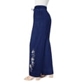 thumbnail image 4 of Roaman's Women's Plus Size Embroidered Pull-On Wide-Leg Chambray Pant, 4 of 6