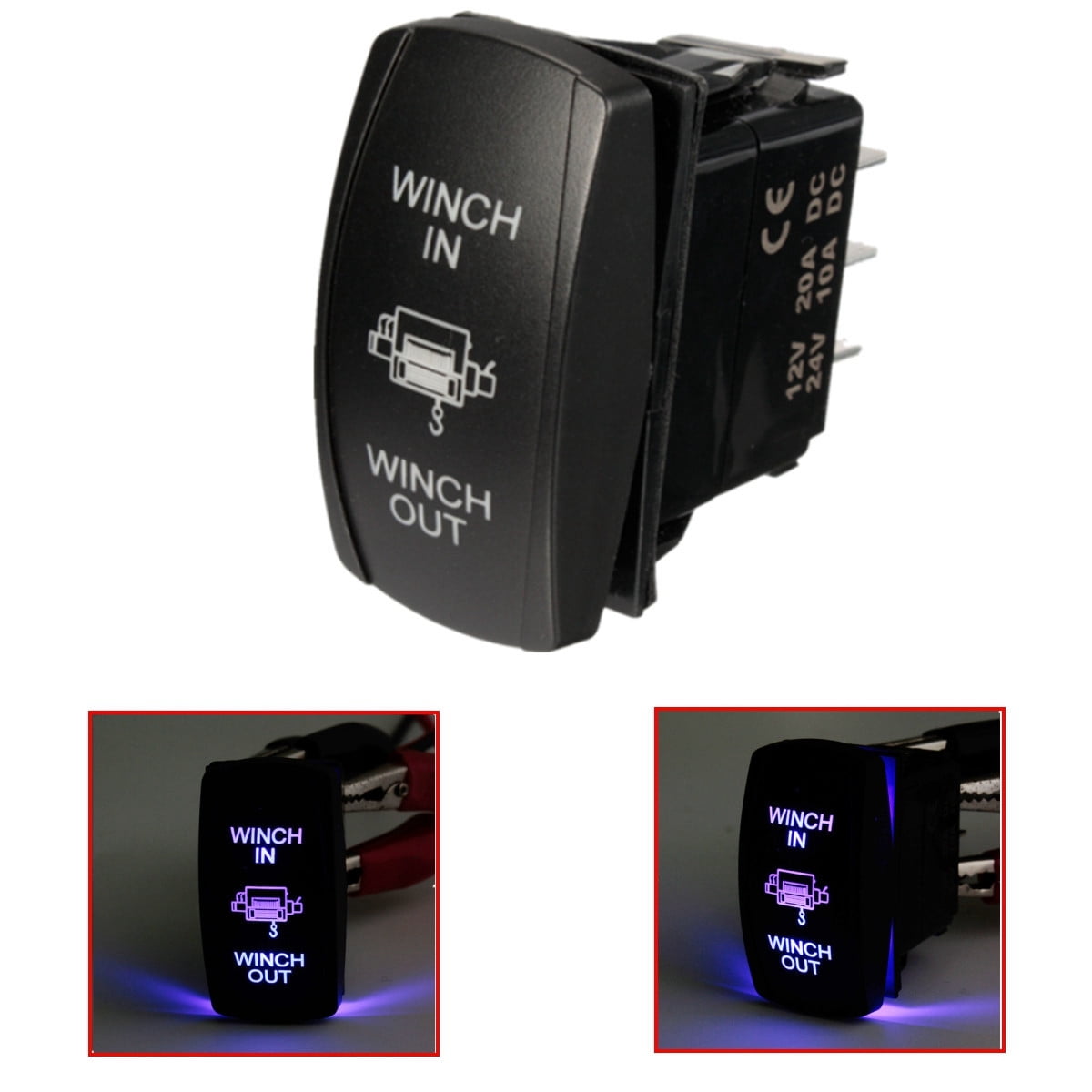 Off 12v Waterproof Winch Momentary Rocker Switch Green For