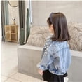 thumbnail image 4 of Toddler Kids Girls Denim Jacket Button Down Jeans Jacket Top with Pearls, 4 of 5