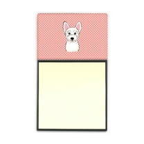 Carolines Treasures Checkerboard Pink Westie Sticky Note Holder Large multicolor