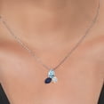 thumbnail image 3 of 925 Silver and 10K Yellow Gold Topaz and Blue Sapphire and White Moissanite 3 Stone Pendant Necklace for Women | 2.82 Cttw | Pear Shape 8X6MM | Oval 7X5MM | Round 5MM | with 18 inch Chain, 3 of 3