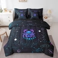 thumbnail image 1 of YST Cancer Comforter Set 7-Piece, Celestial Decor, Neon Blue Constellations, Horoscope, Queen Size, 1 of 4
