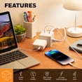 thumbnail image 2 of Honeywell Power Cube Surge Protector with 3 AC Outlets and 2 USB Ports, 4ft Fabric Cord, White, 2 of 7