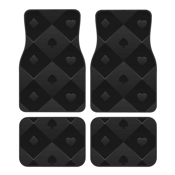 Balery Black Poker Juego de 4 Alfombrillas para Auto, Revestimientos de Caucho Resistente, Diseño Antideslizante